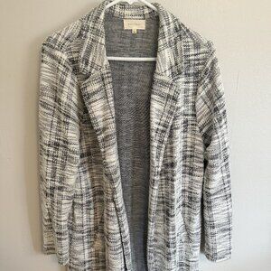 Melloday Open Front Lightweight Plaid Topper in Black & Ivory from Nordstrom
